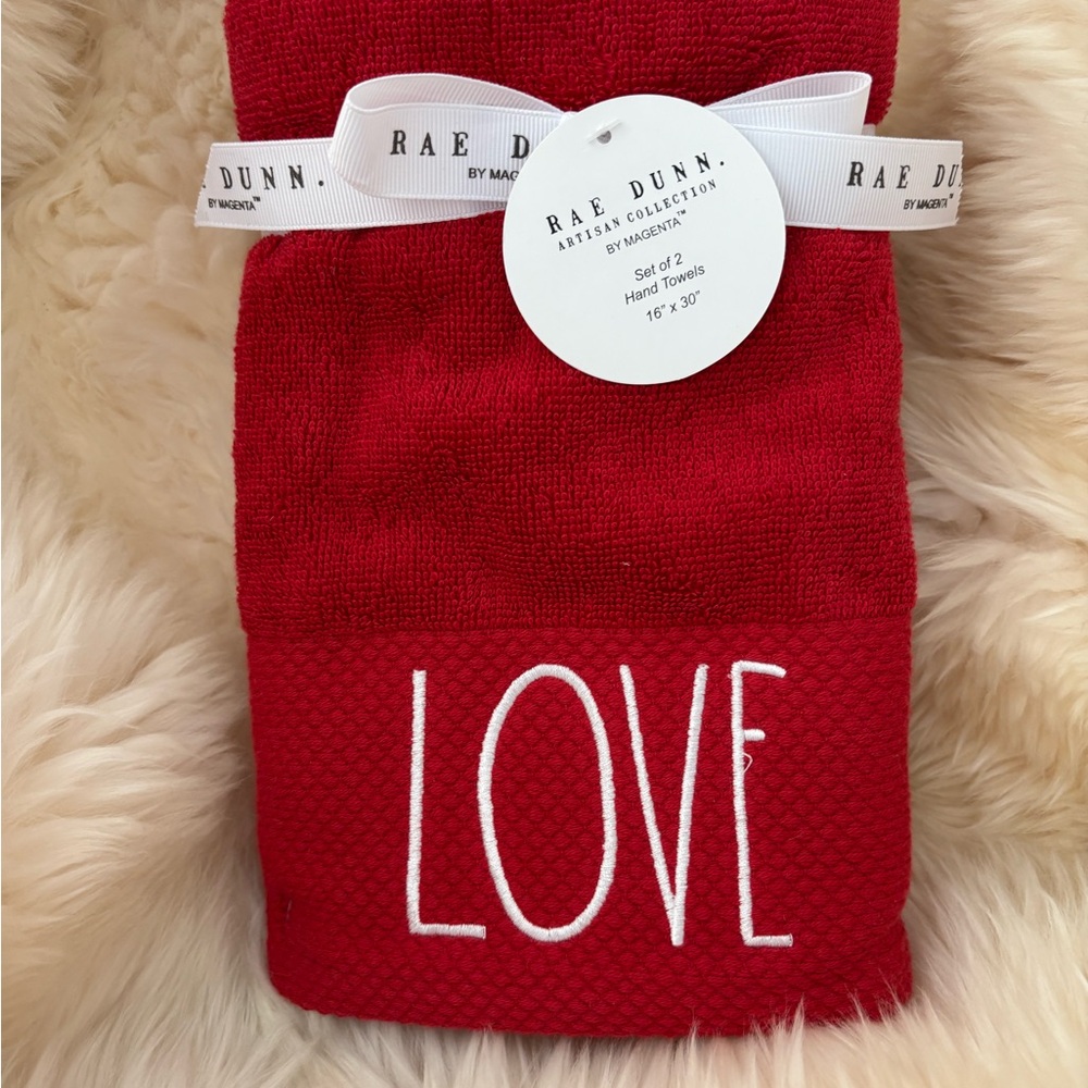 Rae Dunn Red Hand Towel Set